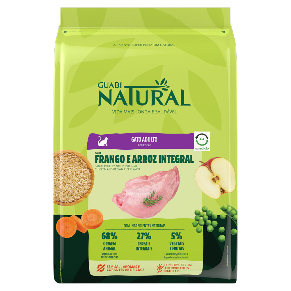 Alimento Para Gato Adulto Guabi Natural Sabor Pollo y Arroz Integral
