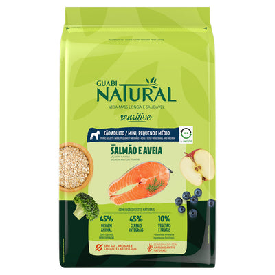 Alimento Para Perro Adulto Sensitive Raza mini Pequeña Y Mediana Guabi Natural Sabor Salmon y Avena