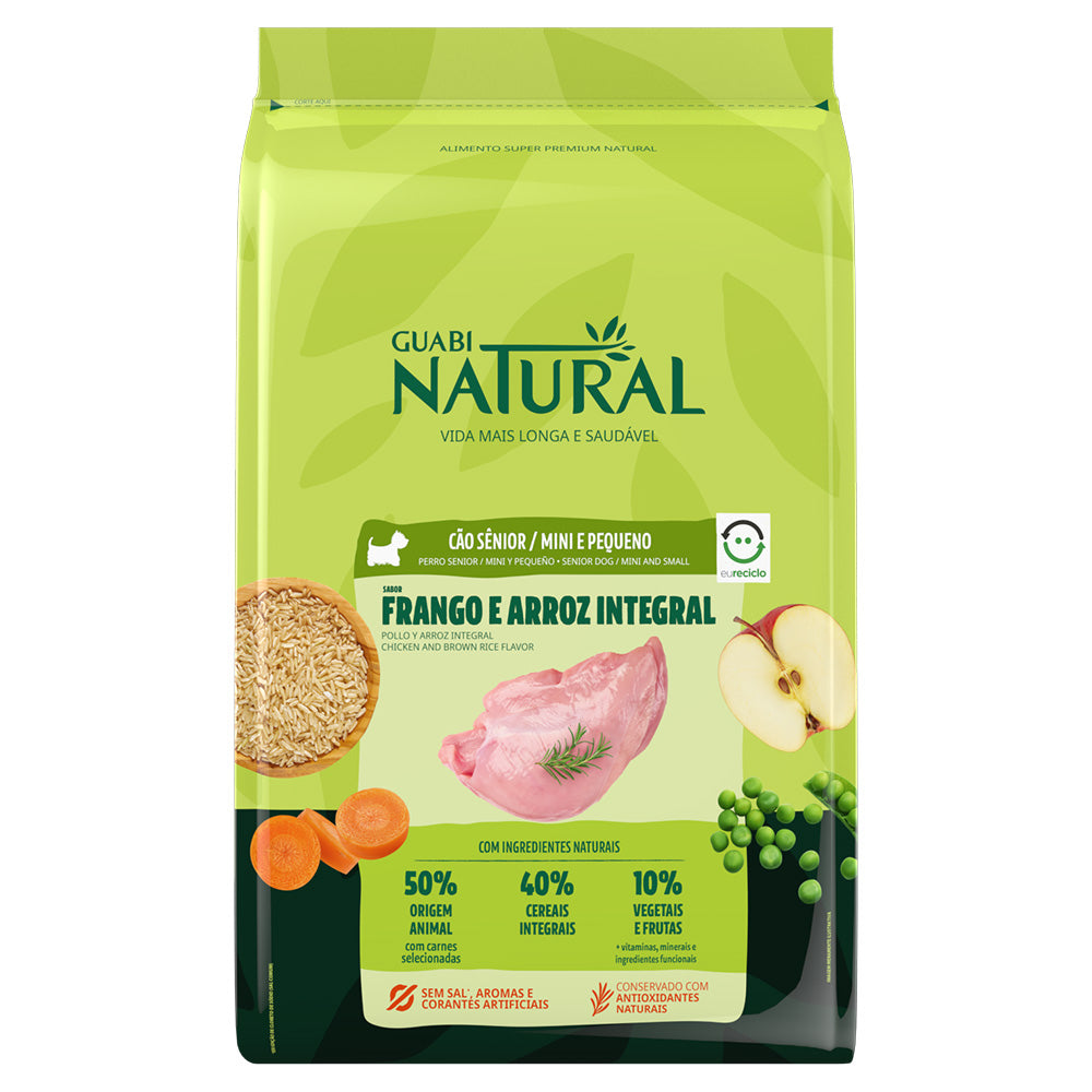 Alimento Para Perro Senior Raza Mini y Pequeña Guabi Natural Sabor Pollo y Arroz Integral