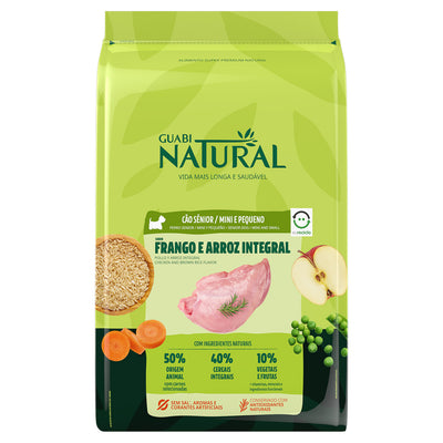 Alimento Para Perro Senior Raza Mini y Pequeña Guabi Natural Sabor Pollo y Arroz Integral