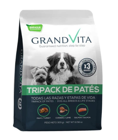 Comida Húmeda para perro Grand Vita paté sabor Tripack Surtido