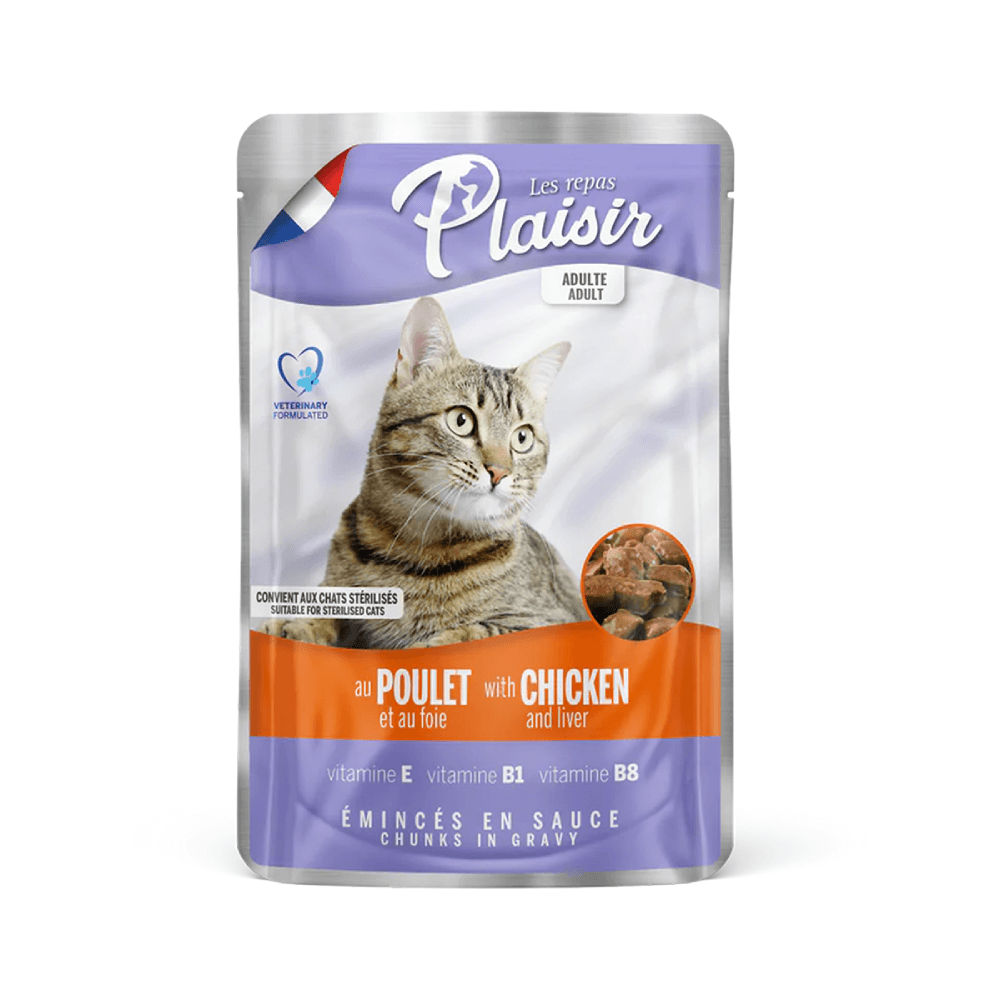 Alimento Húmedo Gato Plaisir Pouch Trozos De Pollo E Hígado 100 g