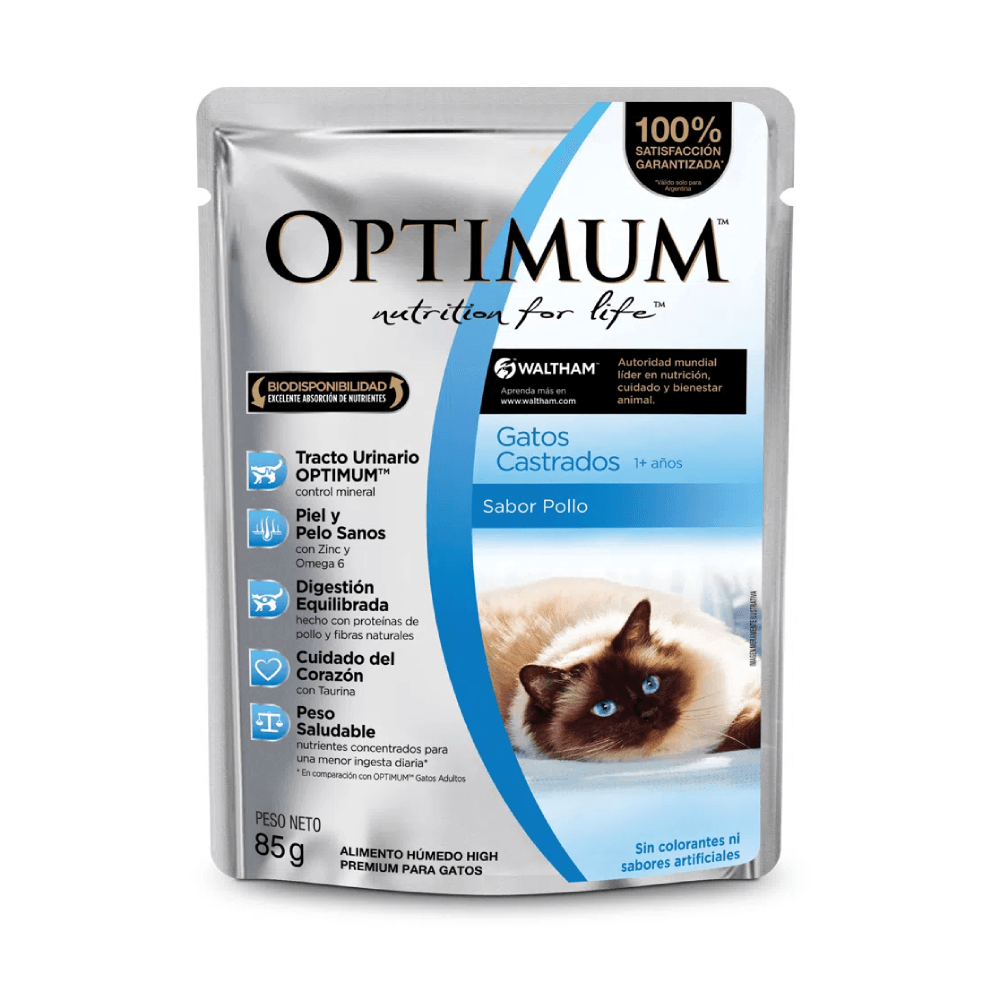 Alimento Húmedo Para Gato Optimum Castrado Pollo 85 g