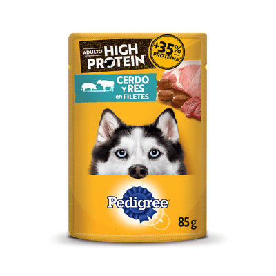 Alimento Húmedo Para Perro Pedigree Pouch High Protein Cerdo Y Res 85 g