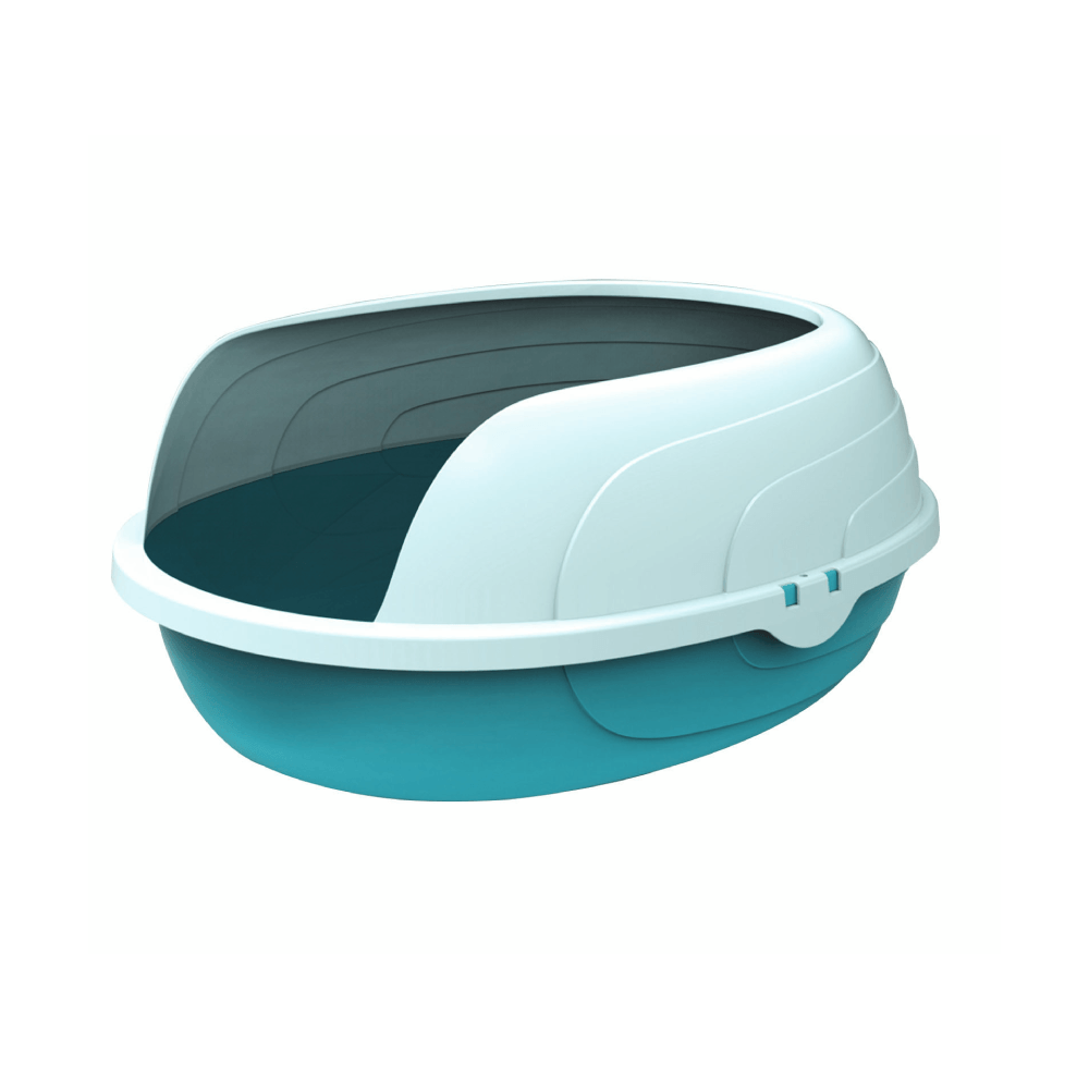 Arenera Sherbin Para Gato M-PETS Azul Y Blanco 49,3x39,5x20,9 cm