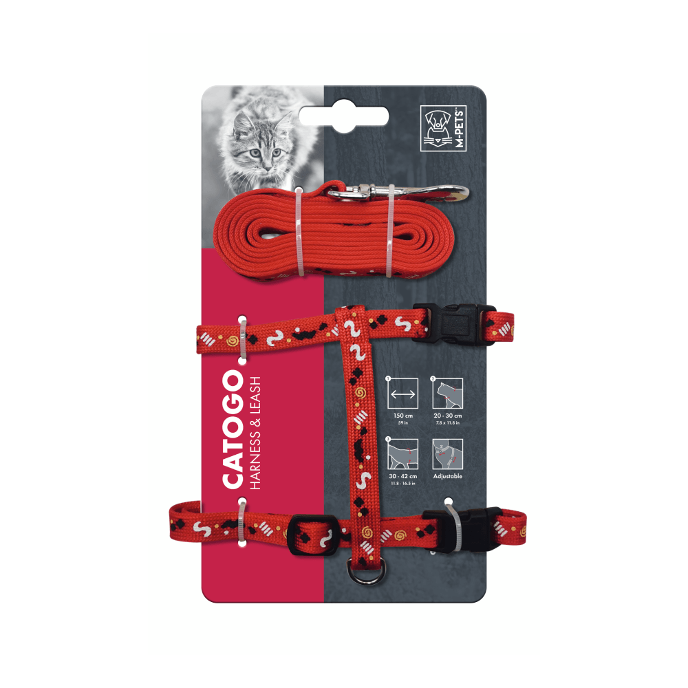 Arnés Con Correa Para Gato M-PETS Set Rojo Único