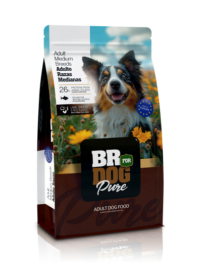 Br for Dog Pure Comida Perros Adultos Raza Mediana Cordero Pollo