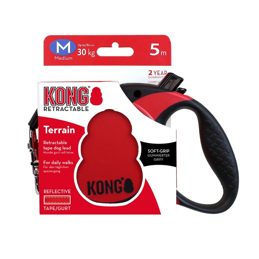 Correa Para Perro Kong Retráctil Terrain Roja M