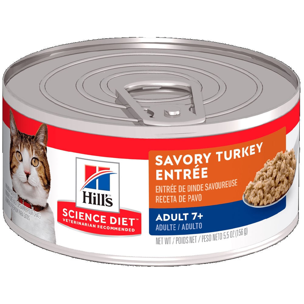 Alimento húmedo para gato Hills Science Diet Adult 7 Plus sabor pavo 5,5 oz